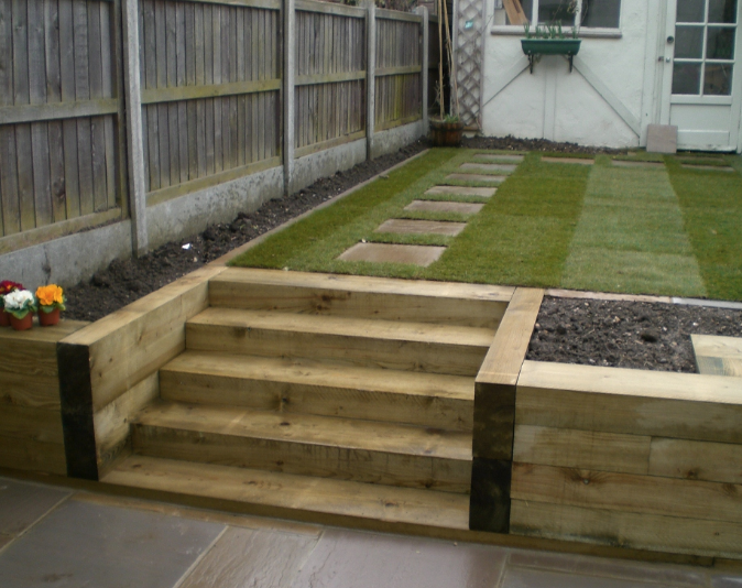 Designing a Garden Using Sleepers Steps Made out of sleepers