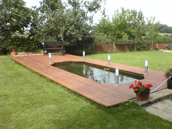 Pond surround composite decking